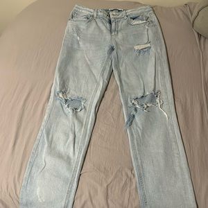 garage light washed ripped jeans